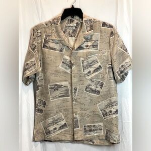Batik Bay 100% Silk Short Sleeve Button Down Size Medium